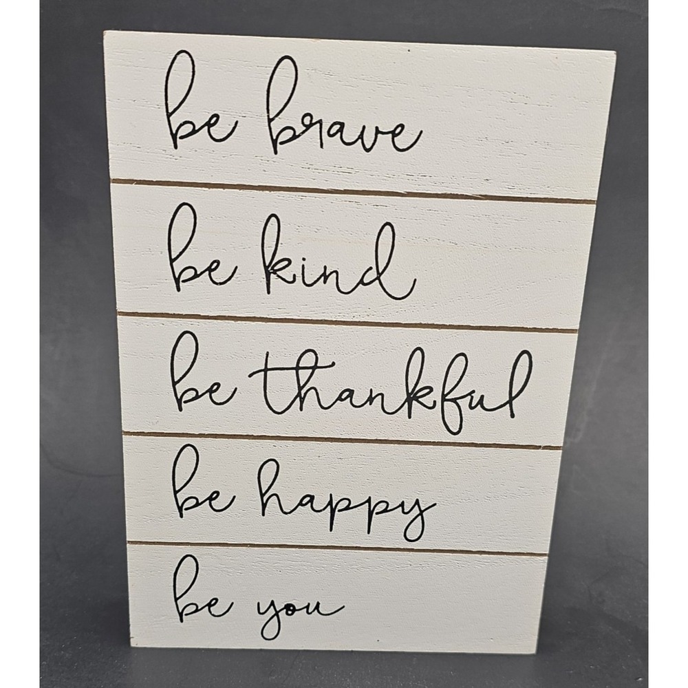 Belle Maison Inspirational Box Sign Be Brave Kind Thankful Happy You Wood Decor